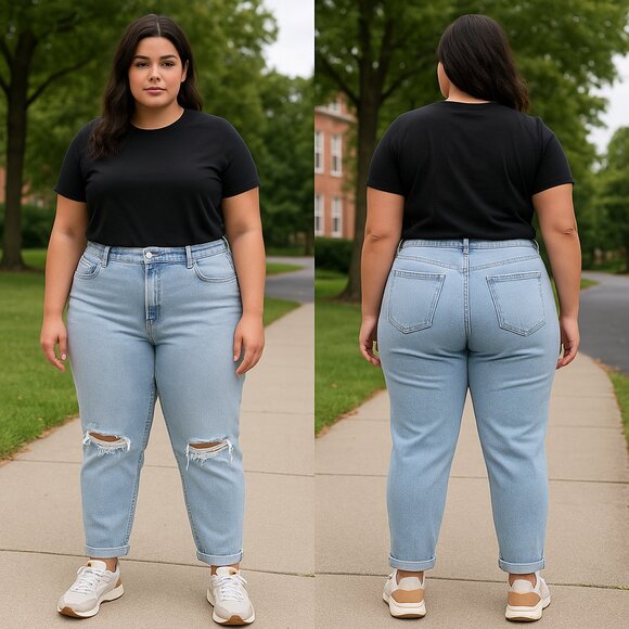 wild fable Denim - Wild Fable Super High-Rise Mom Jeans – Distressed Light Wash – Size 18